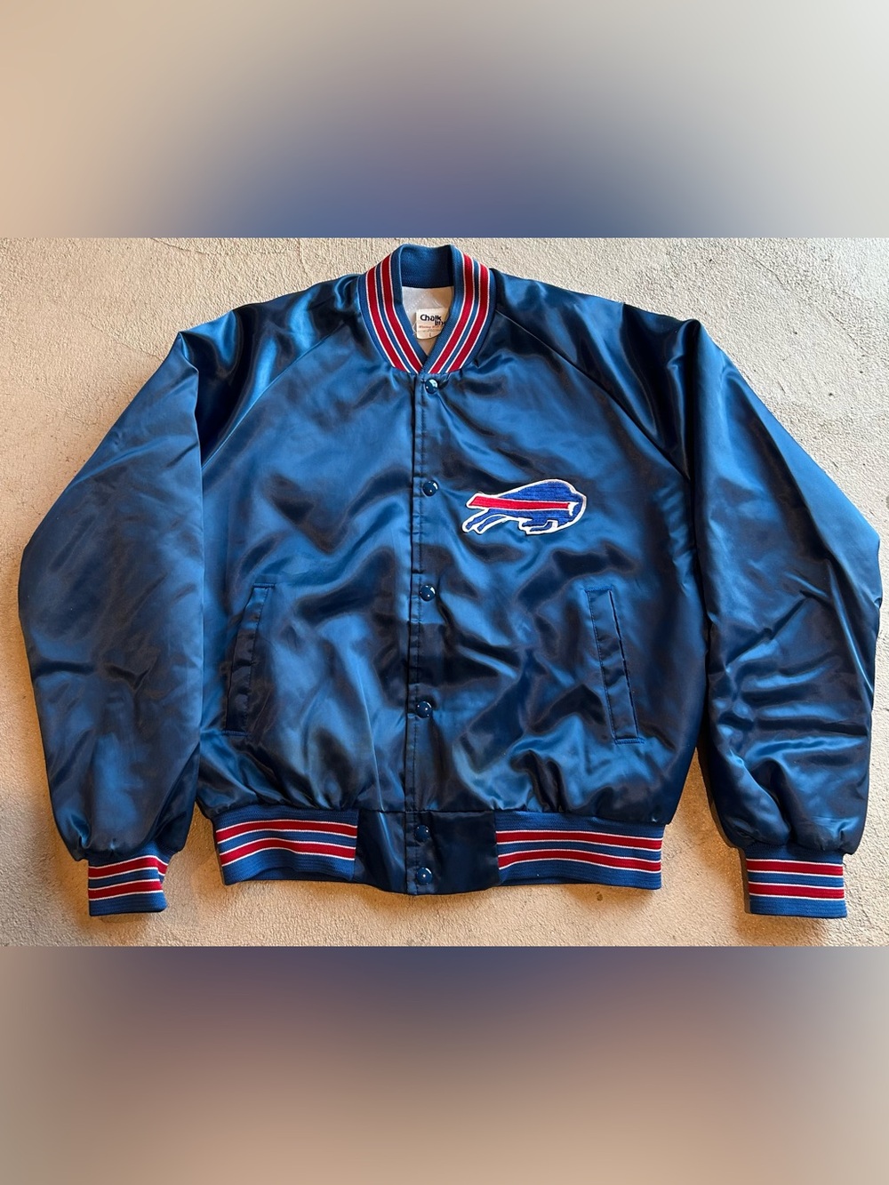 Vintage Buffalo Bills Chalk Line Satin Jacket, Made in USA